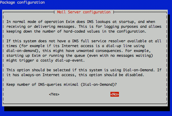 Exim4 DNS queries configuration on Ubuntu 9.10 (Karmic). Exim4 DNS queries configuration on Ubuntu 9.10 (Karmic).